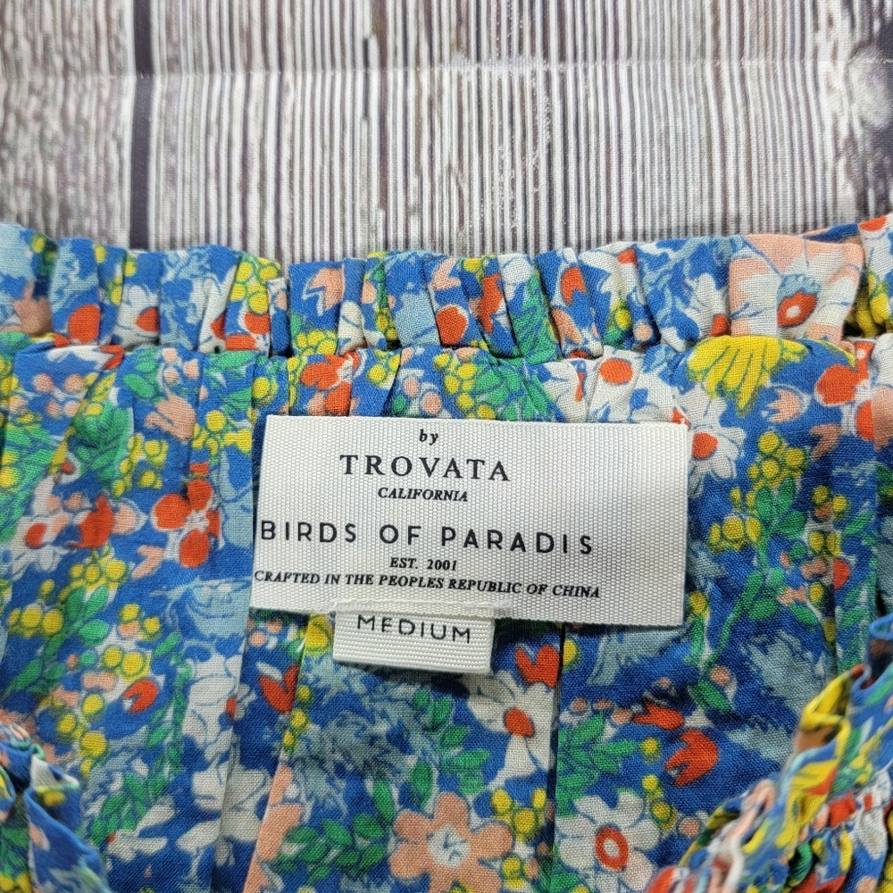 Trovata Birds Of Paradis NWT Alize Smocked Square Neck Floral Blouse - Picture 6 of 12